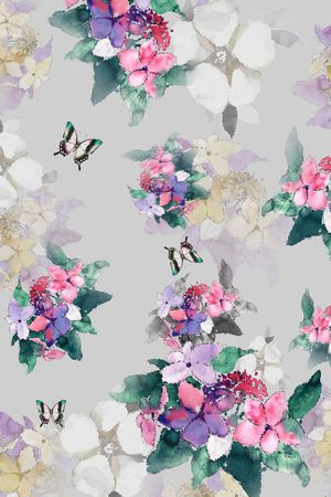 水彩花印花花型图片