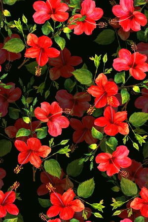 浪漫、水彩、花卉、花朵女装印花花型图片