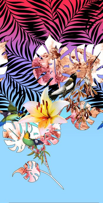 花卉、树叶、渐变印花花型图片