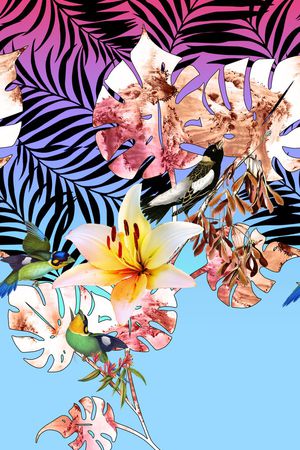 花卉、树叶、渐变印花花型图片