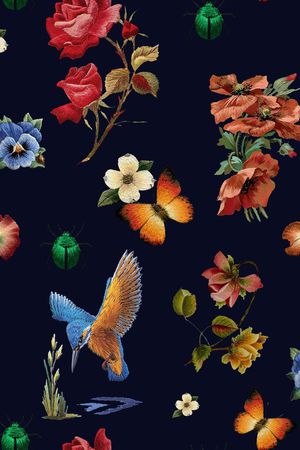 刺绣花印花花型图片