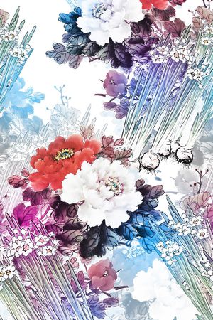 牡丹印花花型图片