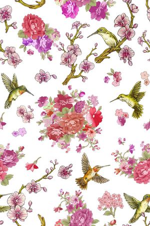 花鸟印花花型图片