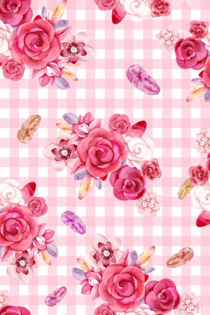 格子、羽毛、花卉印花花型图片