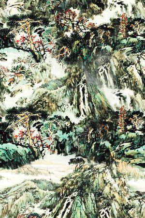 山水画印花花型图片