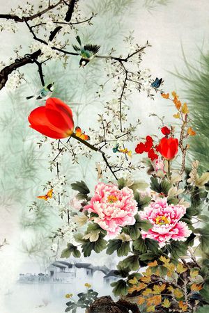 牡丹印花花型图片