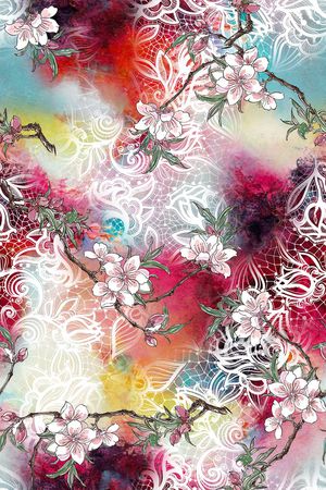 蕾丝印花花型图片