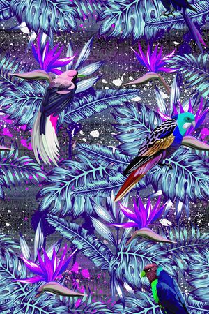 花鸟印花花型图片