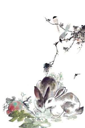 时尚手绘中国风水墨画印花印花花型图片