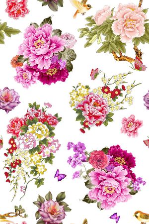 牡丹印花花型图片