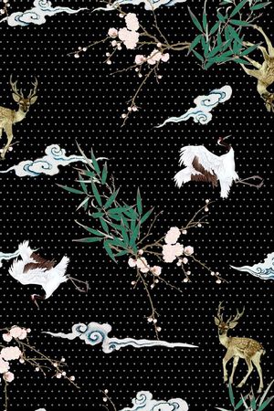 仙鹤印花花型图片