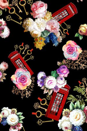 金钥匙印花花型图片