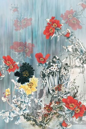 中国风定位花印花花型图片