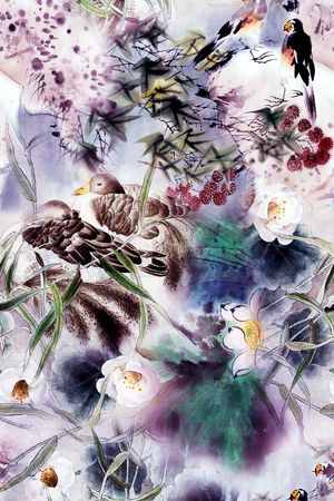 水彩印花花型图片