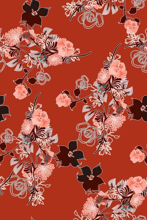 铁锈红印花花型图片