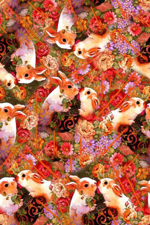 手绘油画印花花型图片
