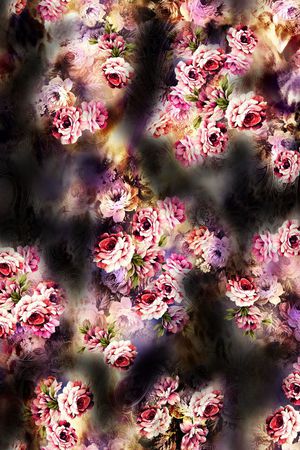水墨画印花花型图片