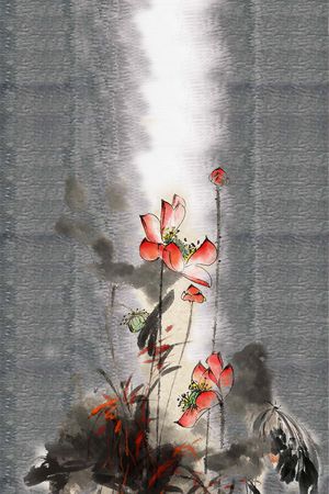 荷花印花花型图片