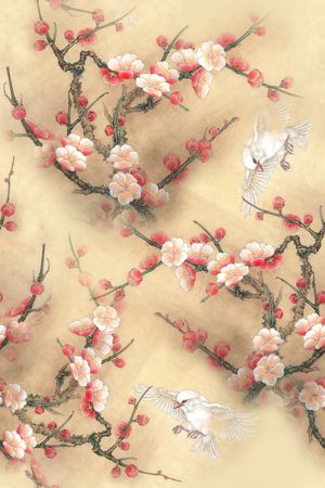 花鸟花朵印花花型图片