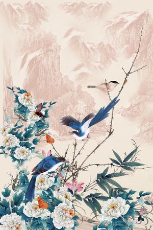 中国风定位花印花花型图片