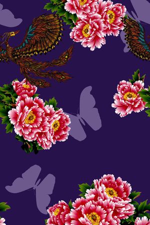 牡丹印花花型图片