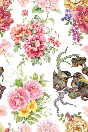 花鸟印花花型图片