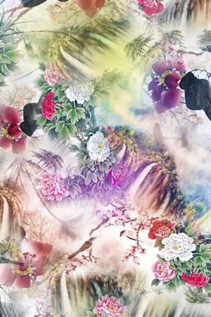 中国画印花花型图片