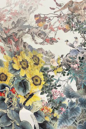 工笔画印花花型图片