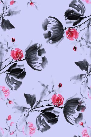 手绘印花花型图片