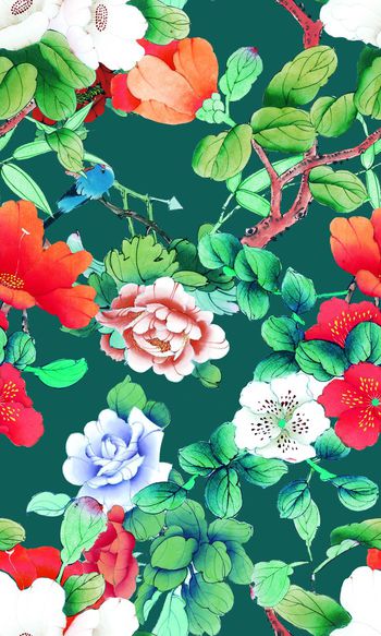 牡丹印花花型图片