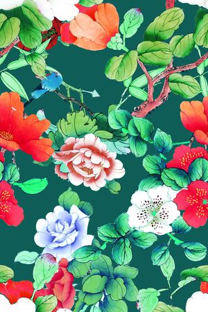 牡丹印花花型图片