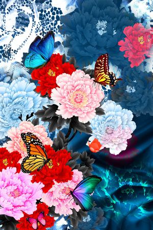 旗袍印花印花花型图片