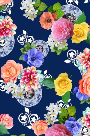 青花瓷圆盘印花花型图片