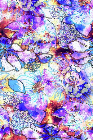 水彩大花朵印花花型图片