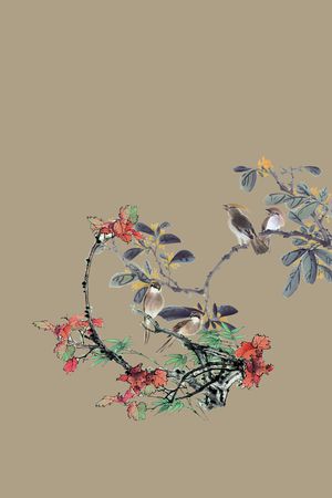 花鸟画印花花型图片
