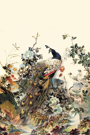 孔雀印花花型图片