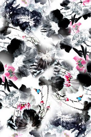 莲叶印花花型图片