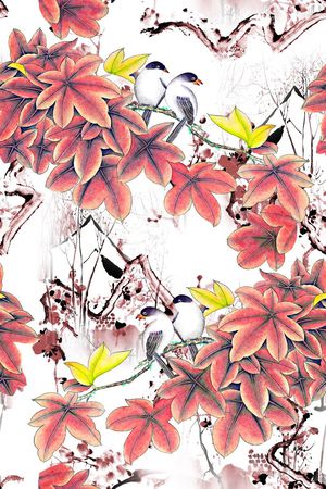 枫叶印花花型图片