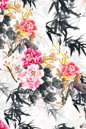 山水画印花花型图片