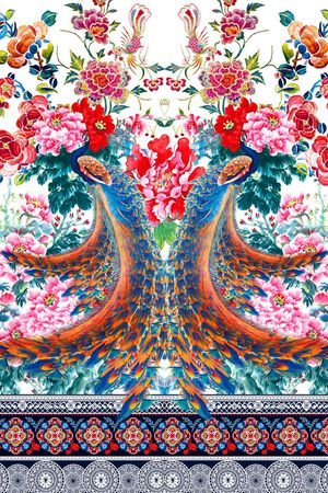 国画牡丹印花花型图片