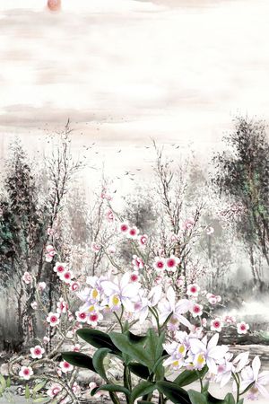 桃花印花花型图片