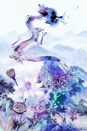 荷花印花花型图片