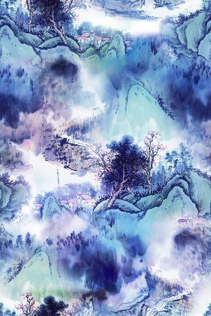 中国画印花花型图片