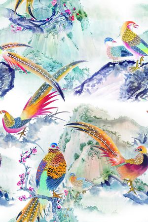 吉祥鸟印花花型图片