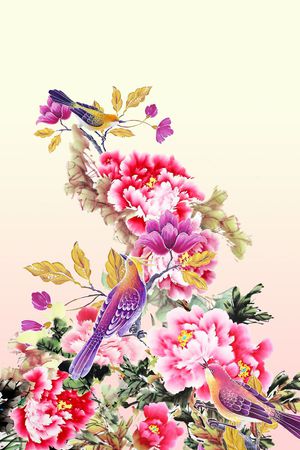 牡丹印花花型图片