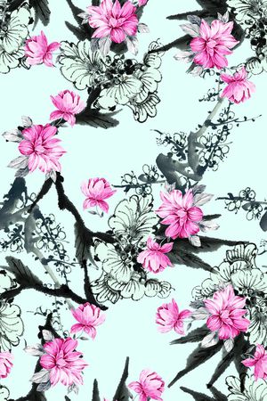 写意梅花印花花型图片