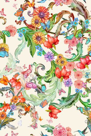 手绘印花花型图片