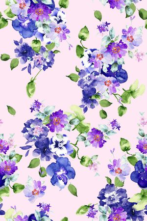 浪漫水彩花卉印花花型图片