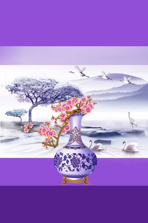 山水画印花花型图片