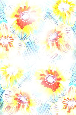 水彩花卉围巾印花花型图片